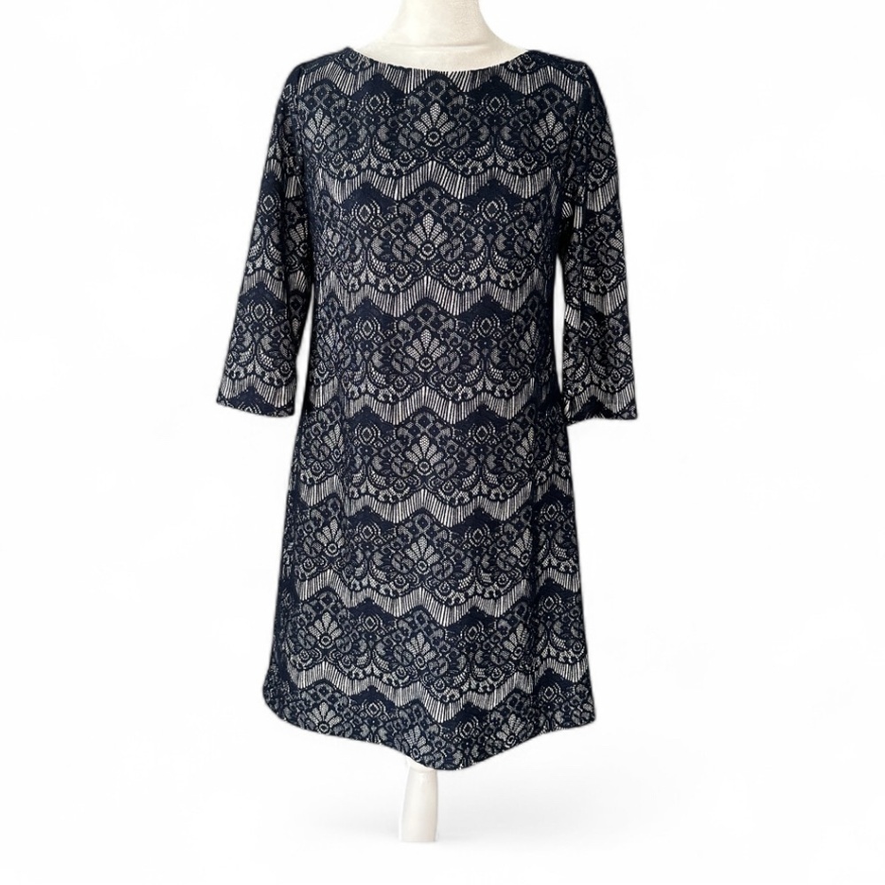 Jessica Howard Navy and White Lace Dress size 6P
